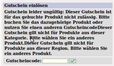 Gutschein ungültig
