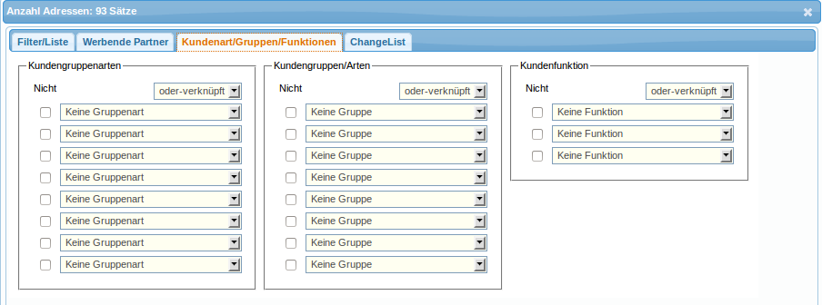 Kundenart/Gruppen/Funktionen