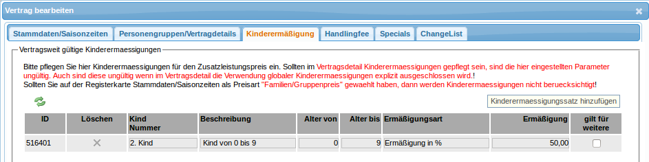 Kinderermäßigung